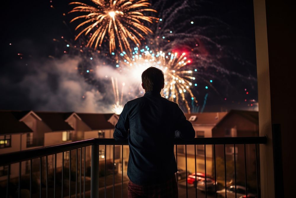 Man fireworks architecture outdoors. AI generated Image by rawpixel.