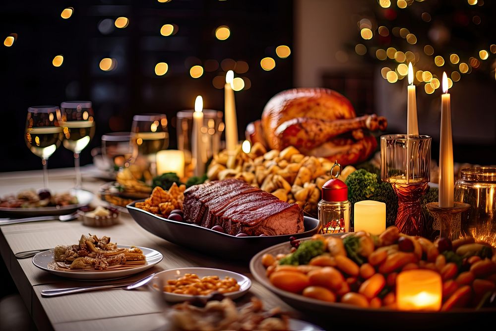Christmas day food dinner brunch. AI generated Image by rawpixel.