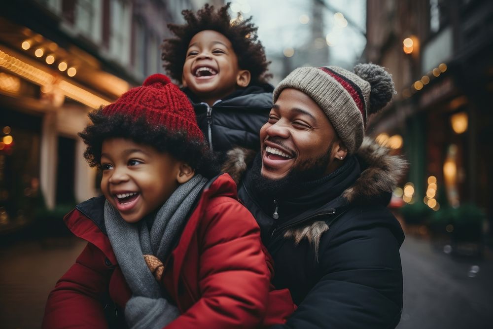 Black family laughing christmas adult. AI generated Image by rawpixel.