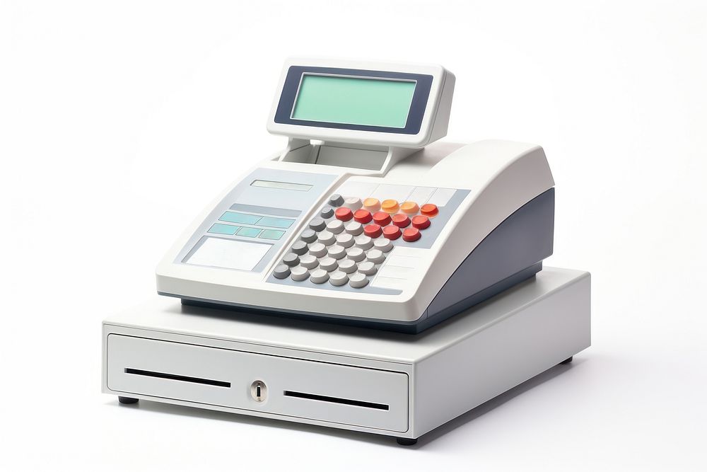 Cash Register machine cash white background. AI generated Image by rawpixel.