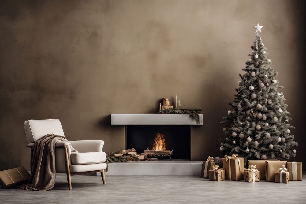 Christmas decoration fireplace furniture. AI generated Image by rawpixel.