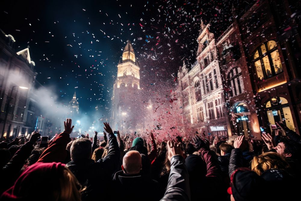 Celebration outdoors confetti concert. AI generated Image by rawpixel.