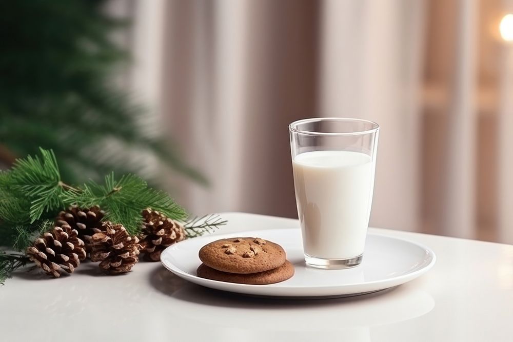 Table milk decoration christmas. AI generated Image by rawpixel.