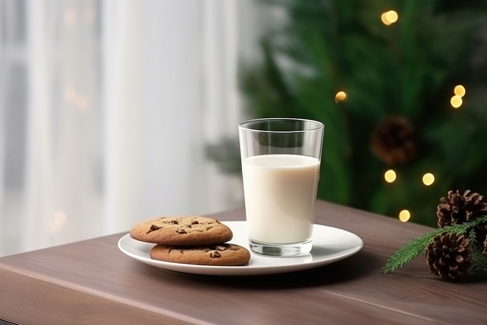 Milk decoration christmas cookie. AI generated Image by rawpixel.