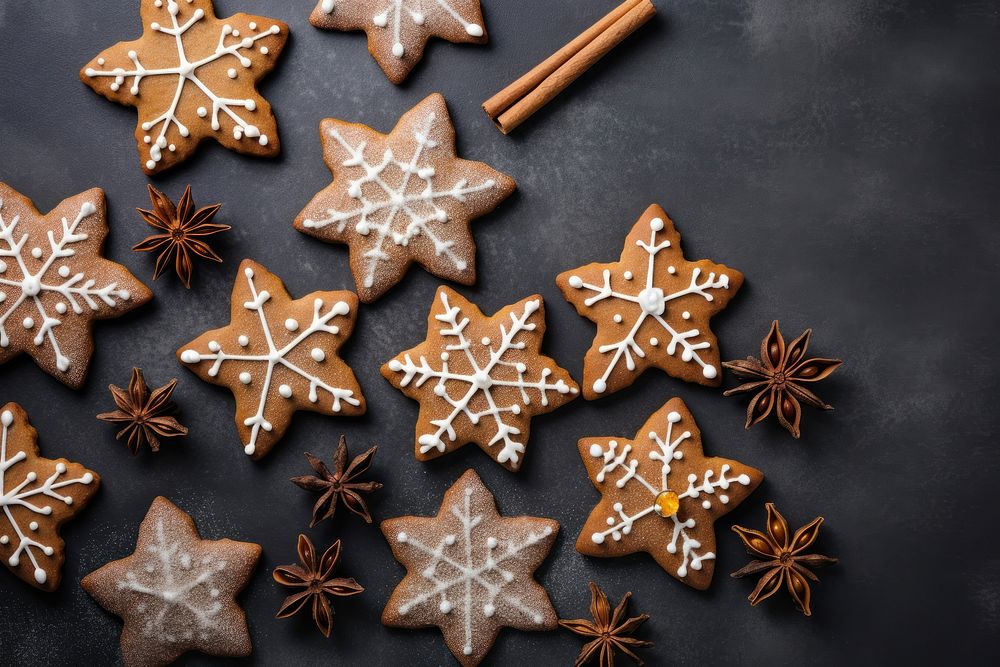 Gingerbread cookies christmas food directly above. AI generated Image by rawpixel.