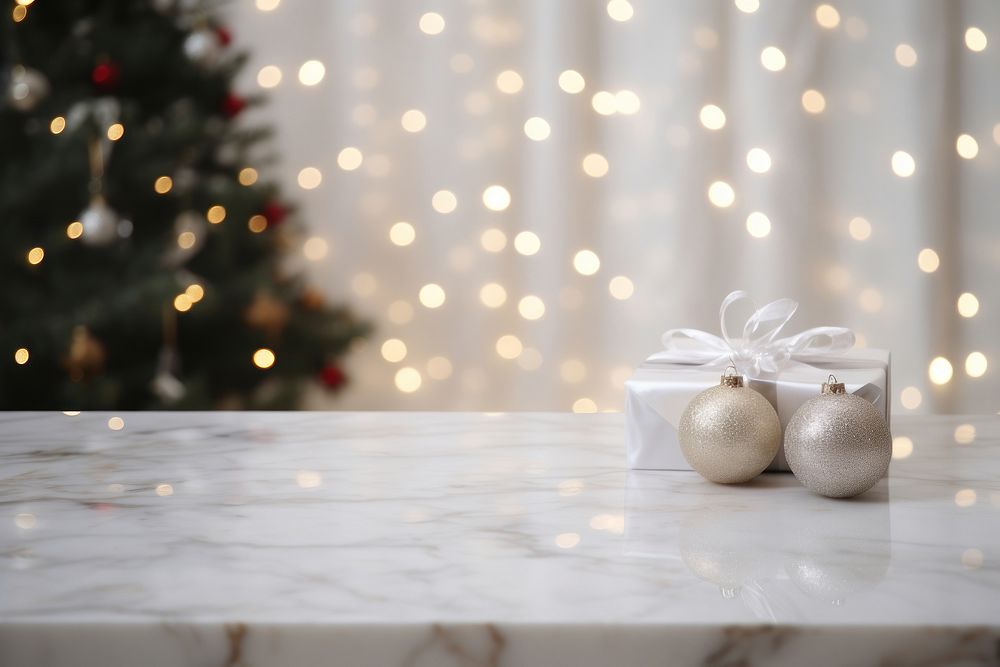 Marble table christmas decoration white. AI generated Image by rawpixel.