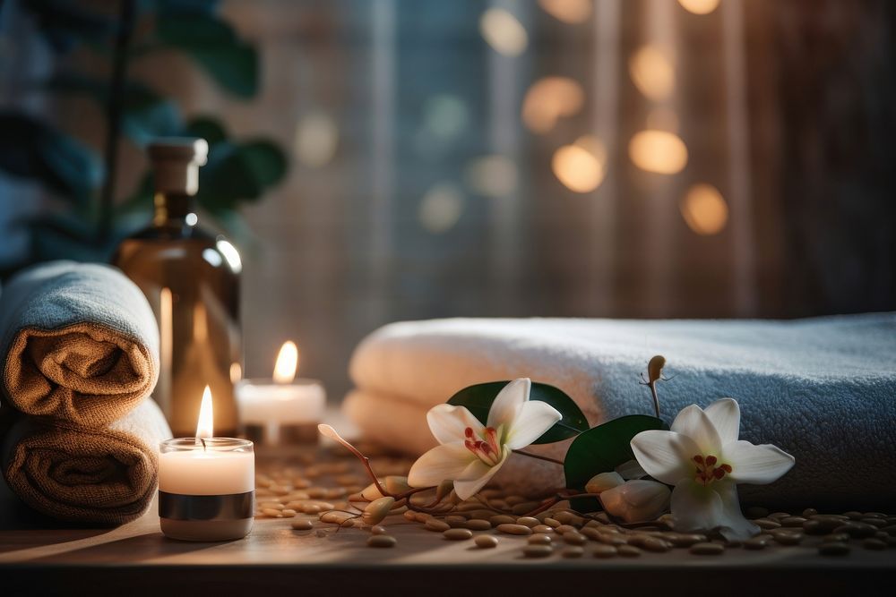 Candle light spa illuminated. AI generated Image by rawpixel.