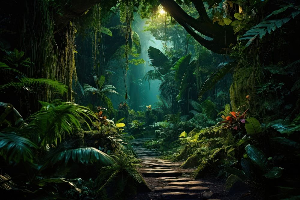 Vegetation rainforest outdoors tropics. AI generated Image by rawpixel.