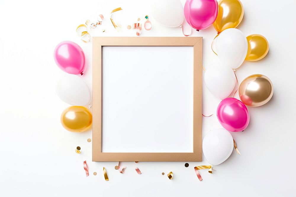 New year theme balloon frame white background. AI generated Image by rawpixel.