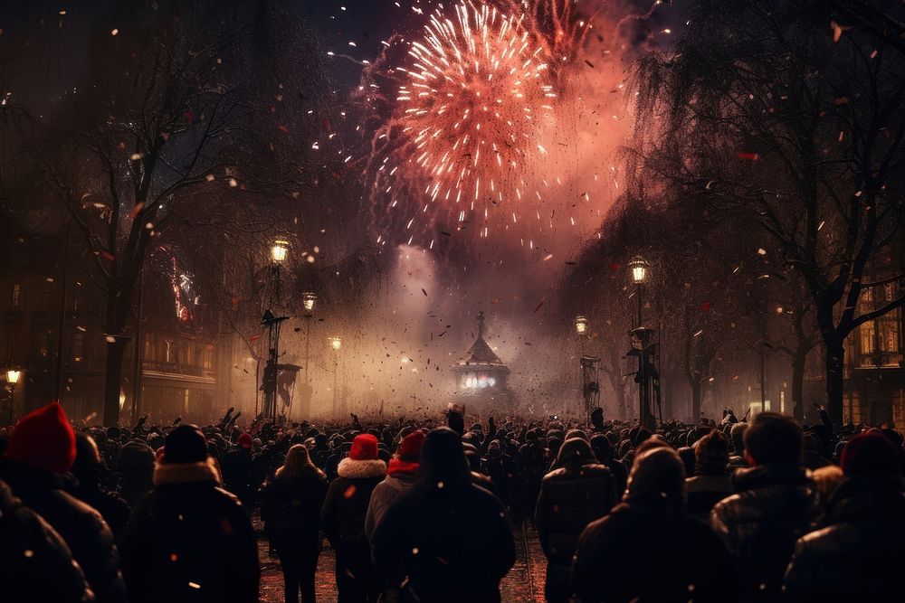 New year celebration fireworks adult city. AI generated Image by rawpixel.