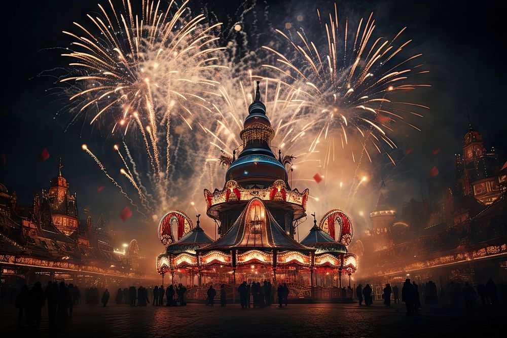 New year festive spirituality architecture illuminated. AI generated Image by rawpixel.