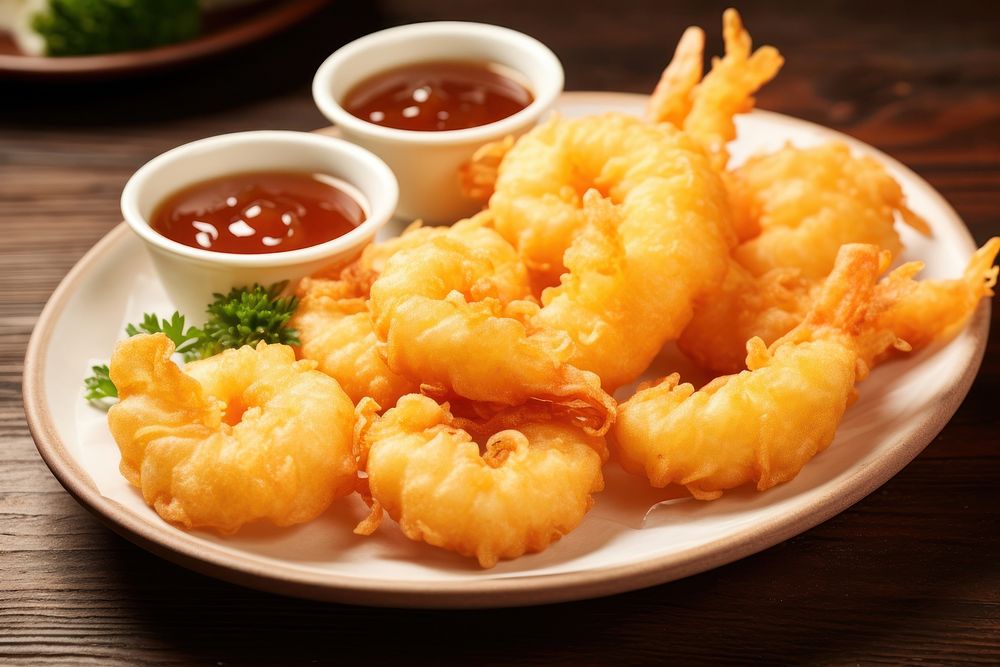 Shrimp Tempura seafood tempura ketchup. AI generated Image by rawpixel.