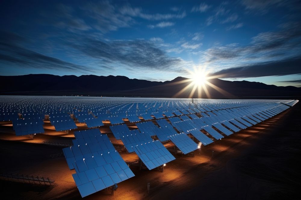 Solar power station electricity outdoors tranquility. AI generated Image by rawpixel.