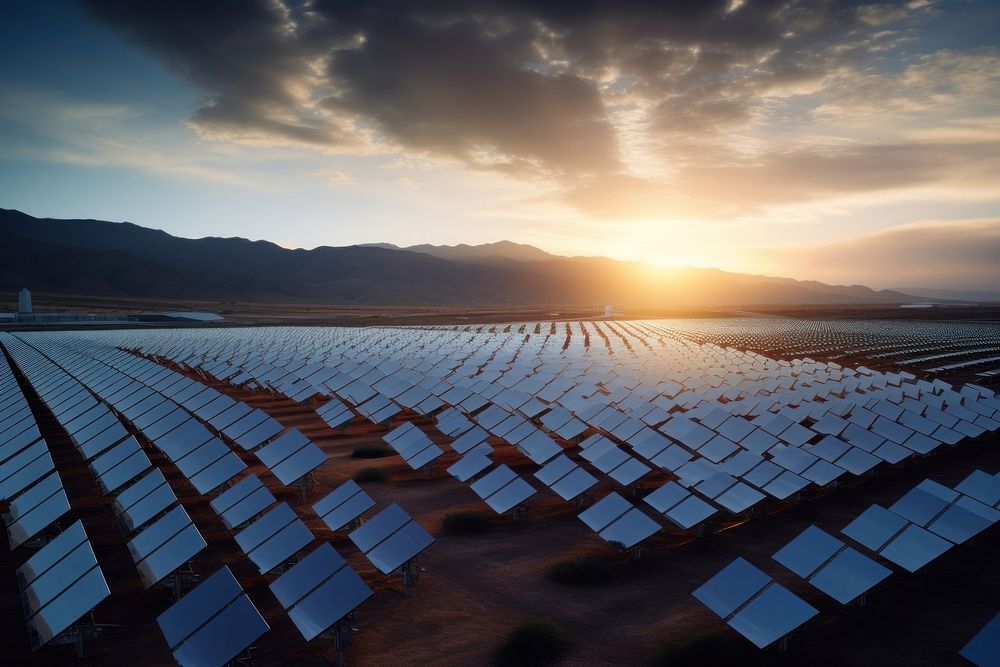 Solar power station electricity outdoors tranquility. AI generated Image by rawpixel.