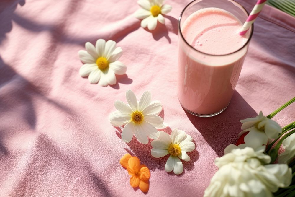 Smoothie drinks flower juice plant. AI generated Image by rawpixel.