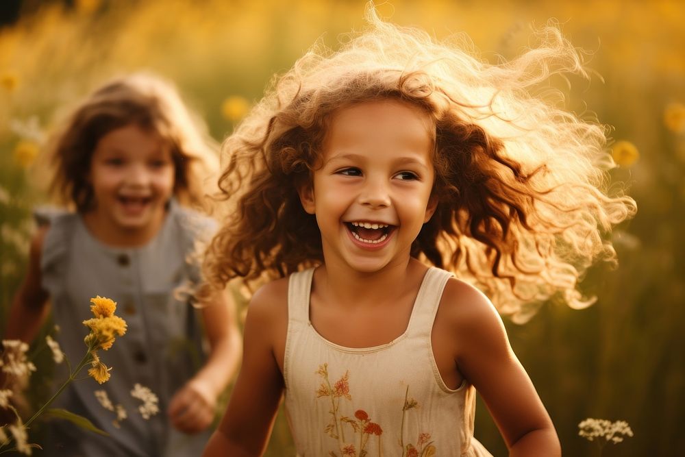 Smiling children carefree laughing smiling. AI generated Image by rawpixel.