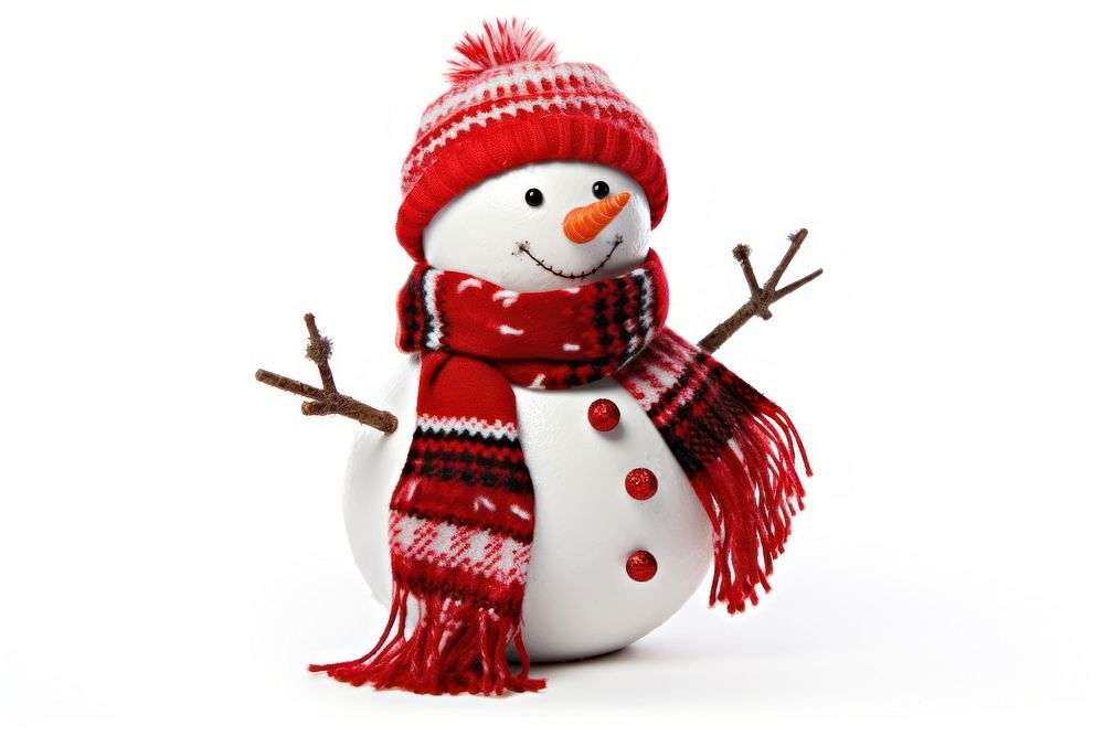 Snowman winter white red. AI generated Image by rawpixel.