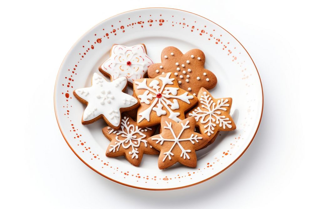 Cute christmas cookie plate gingerbread dessert. AI generated Image by rawpixel.