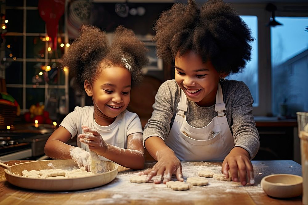 Child kitchen bonding happy. AI generated Image by rawpixel.