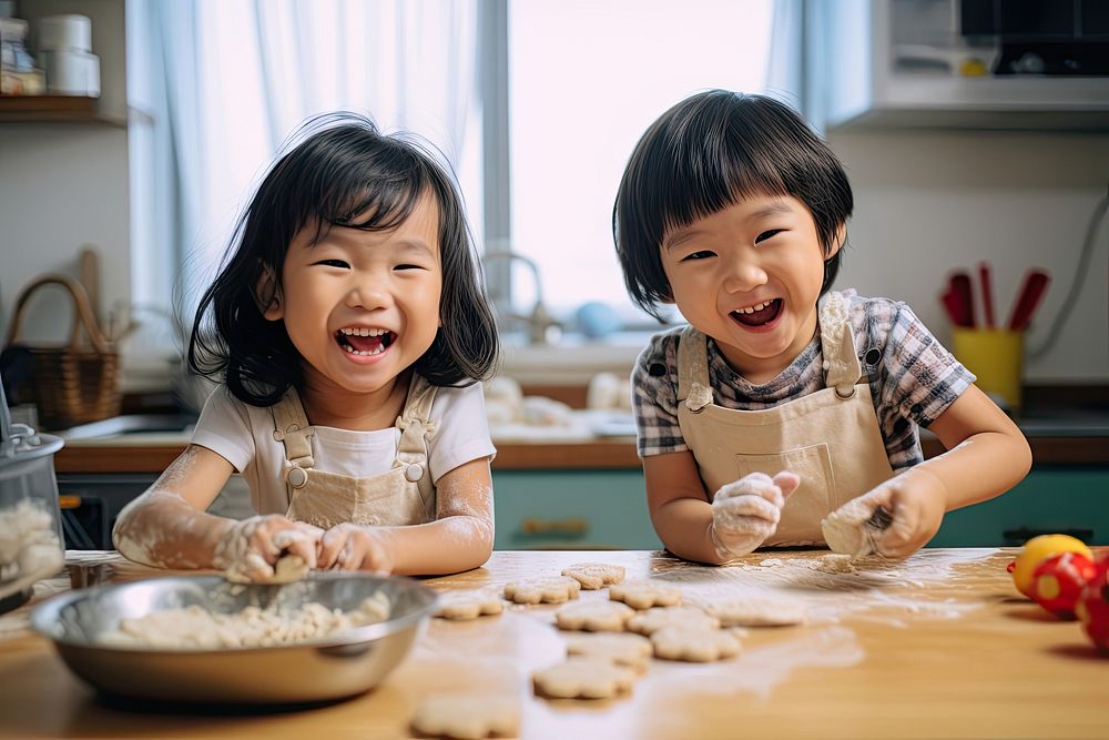 Child bonding kitchen happy. AI generated Image by rawpixel.