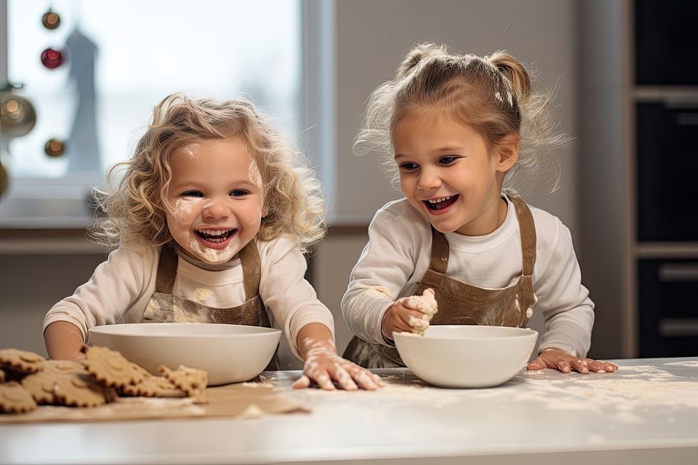 Child kitchen bonding cookie. AI generated Image by rawpixel.