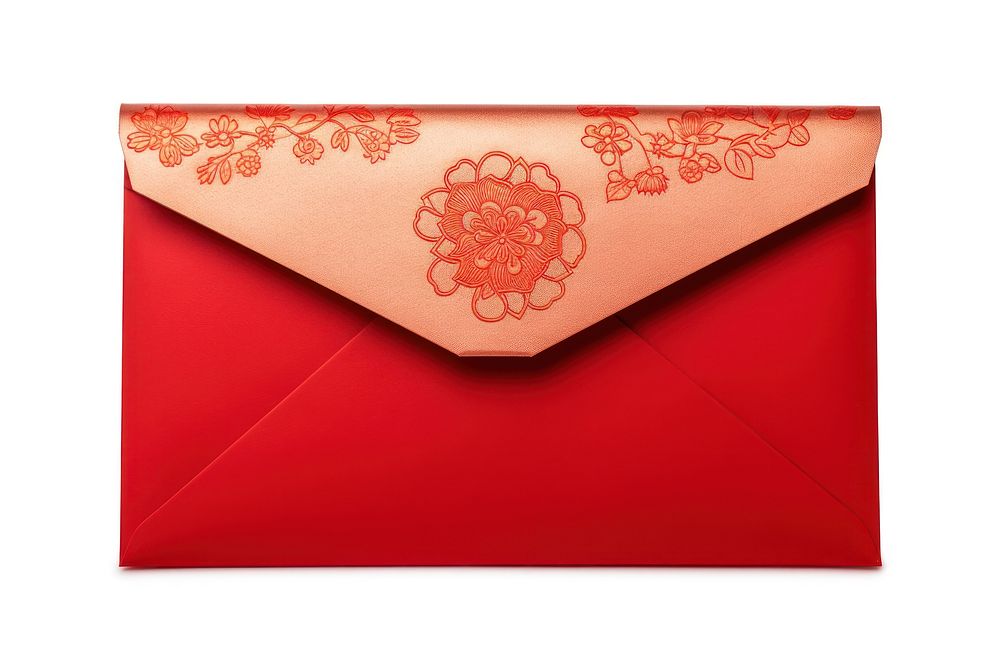 Red envelope mail chinese new year white background. AI generated Image by rawpixel.