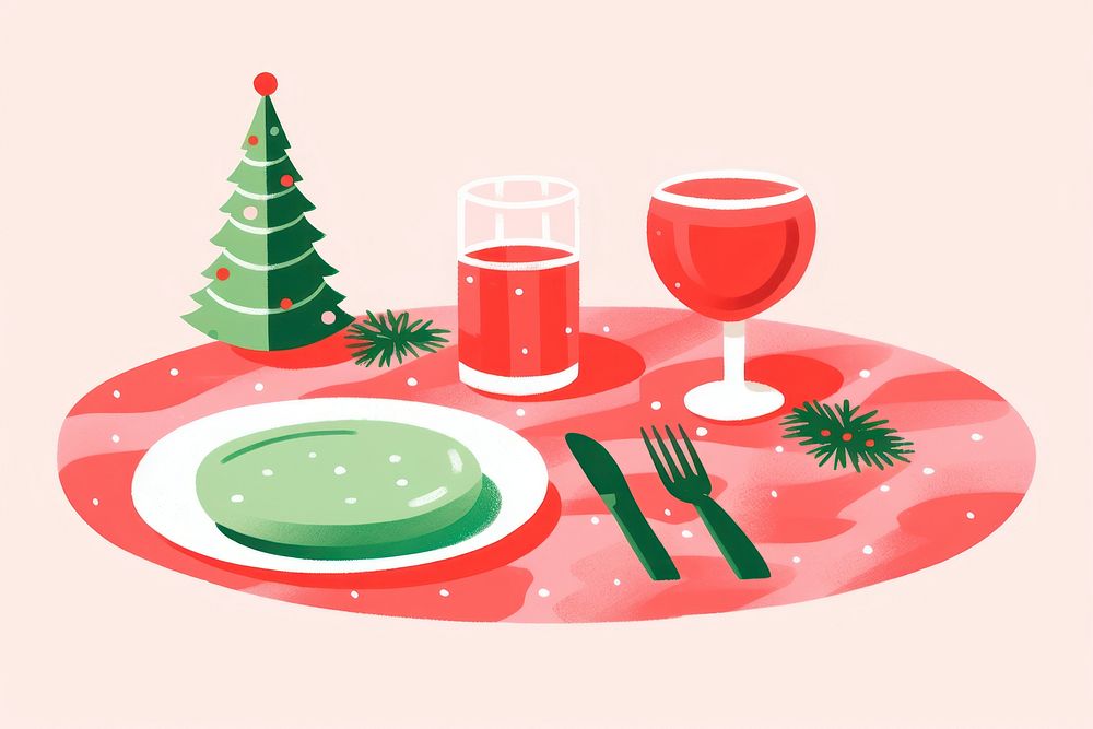 Christmas table tablecloth christmas plate. AI generated Image by rawpixel.