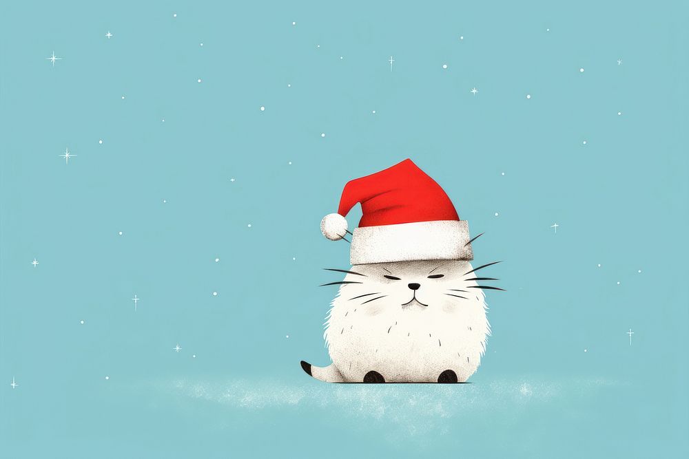 Cat wearing christmas hat snowman winter cute. AI generated Image by rawpixel.