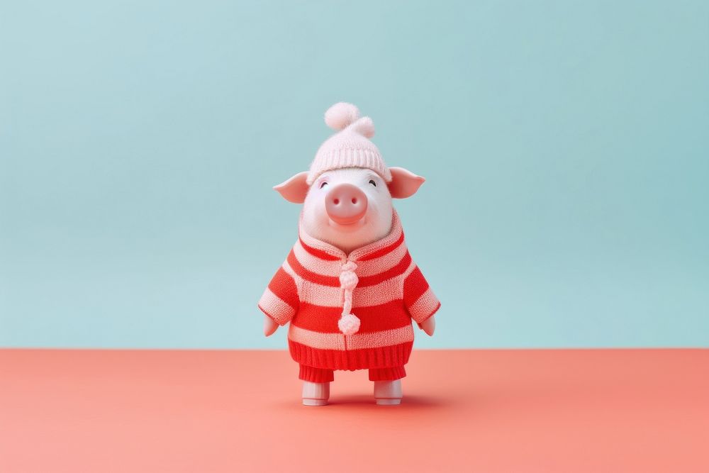 Pig wearing christmas pajamas animal mammal cute. AI generated Image by rawpixel.