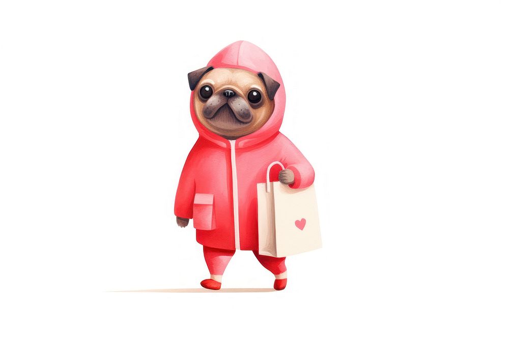Pug dog carrying gift mammal cute pet. AI generated Image by rawpixel.