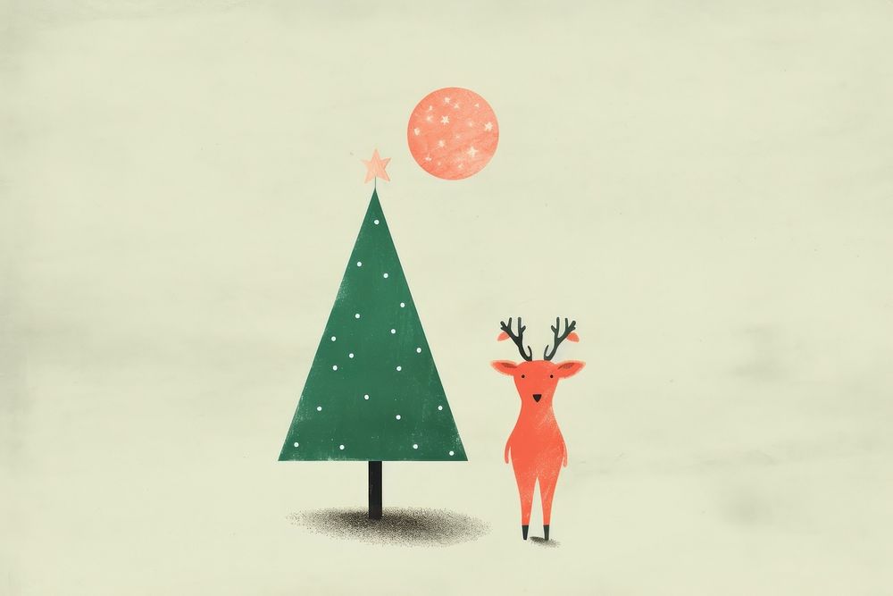 Christmas drawing sketch mammal. AI generated Image by rawpixel.