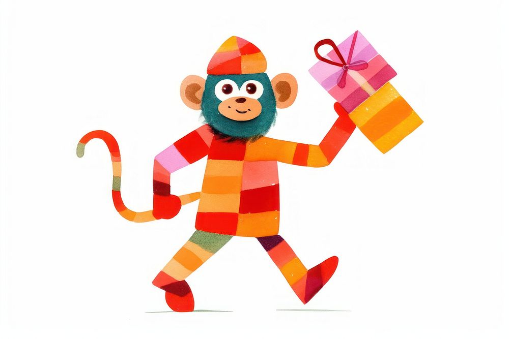 Monkey carrying gift cute toy representation. AI generated Image by rawpixel.