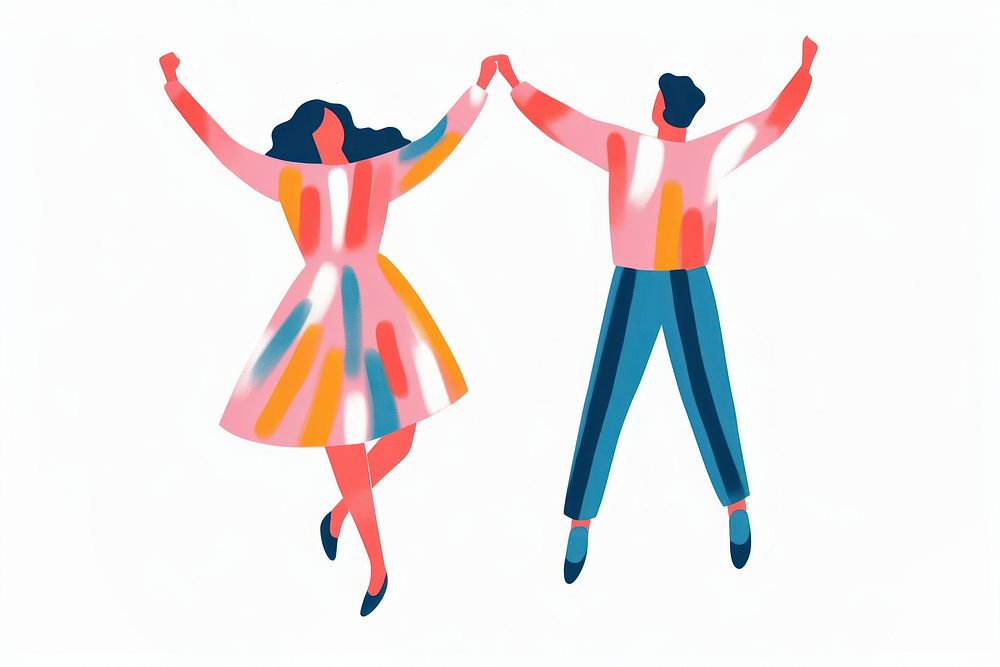 Couple celebrating new year dancing white background togetherness. AI generated Image by rawpixel.