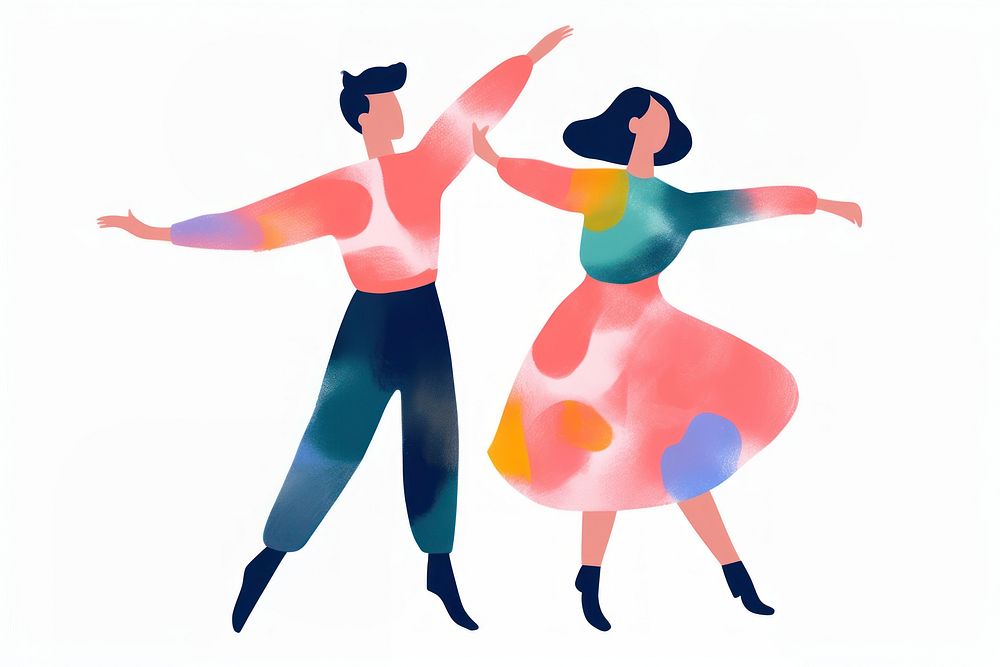 Couple celebrating new year dancing art white background. AI generated Image by rawpixel.