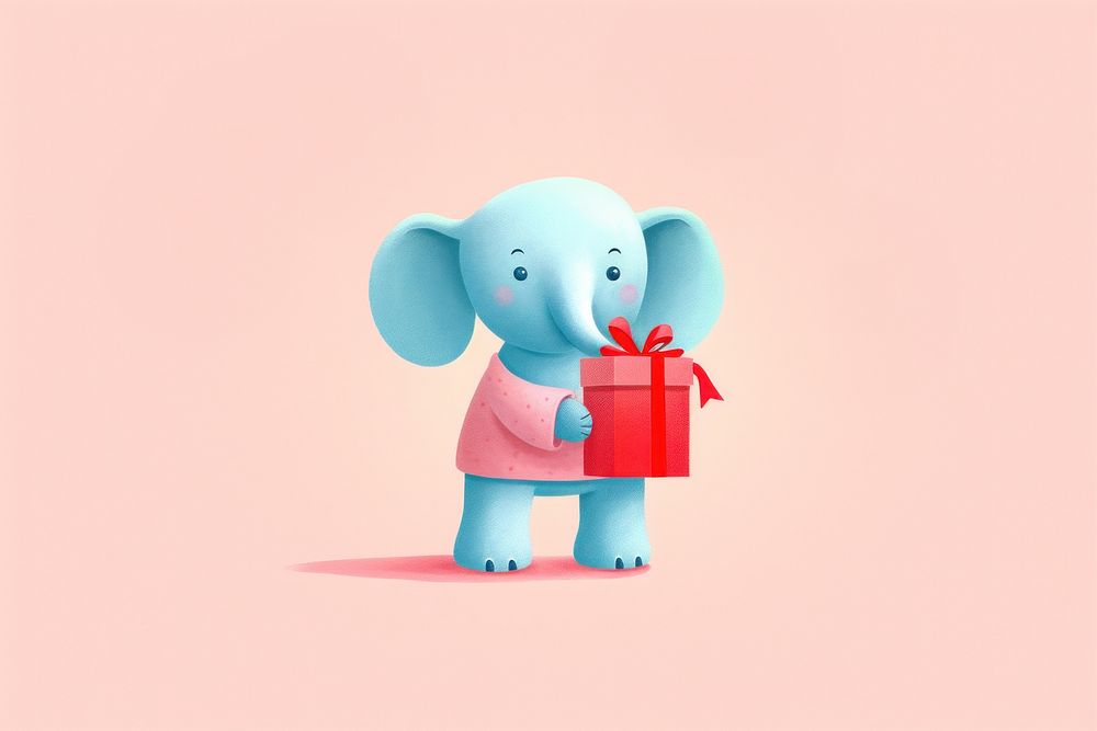 Elephant carrying gift cute toy representation. AI generated Image by rawpixel.