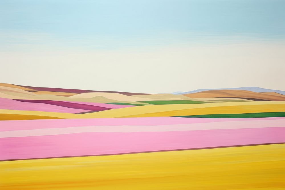 Flower field landscape outdoors painting. AI generated Image by rawpixel.
