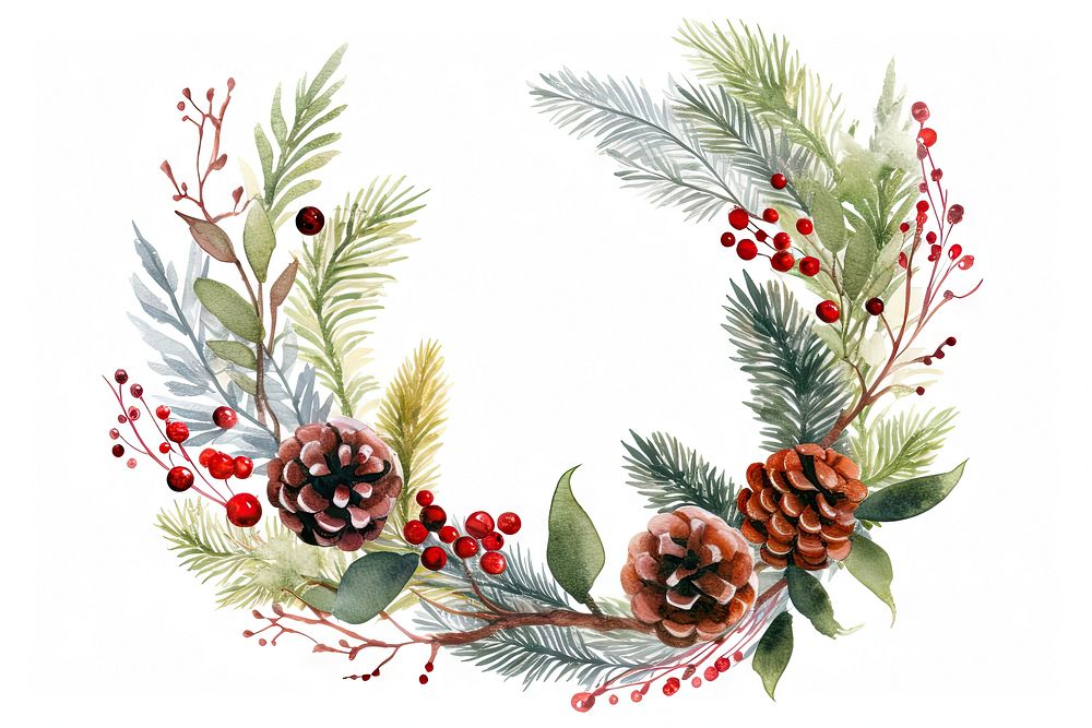 Wreath tree pattern winter. AI generated Image by rawpixel.