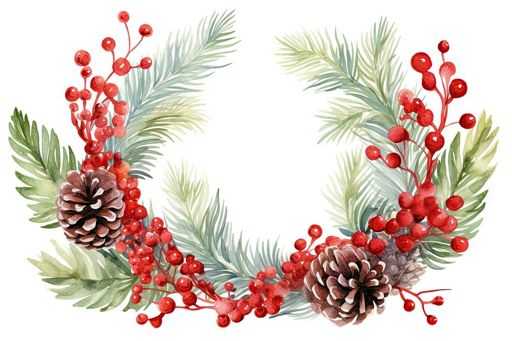 Wreath plant tree red. AI generated Image by rawpixel.