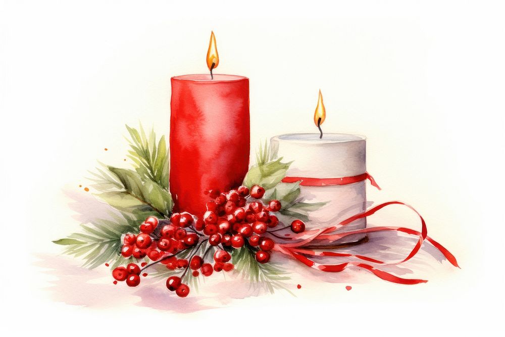 Christmas candle christmas ribbon red. AI generated Image by rawpixel.