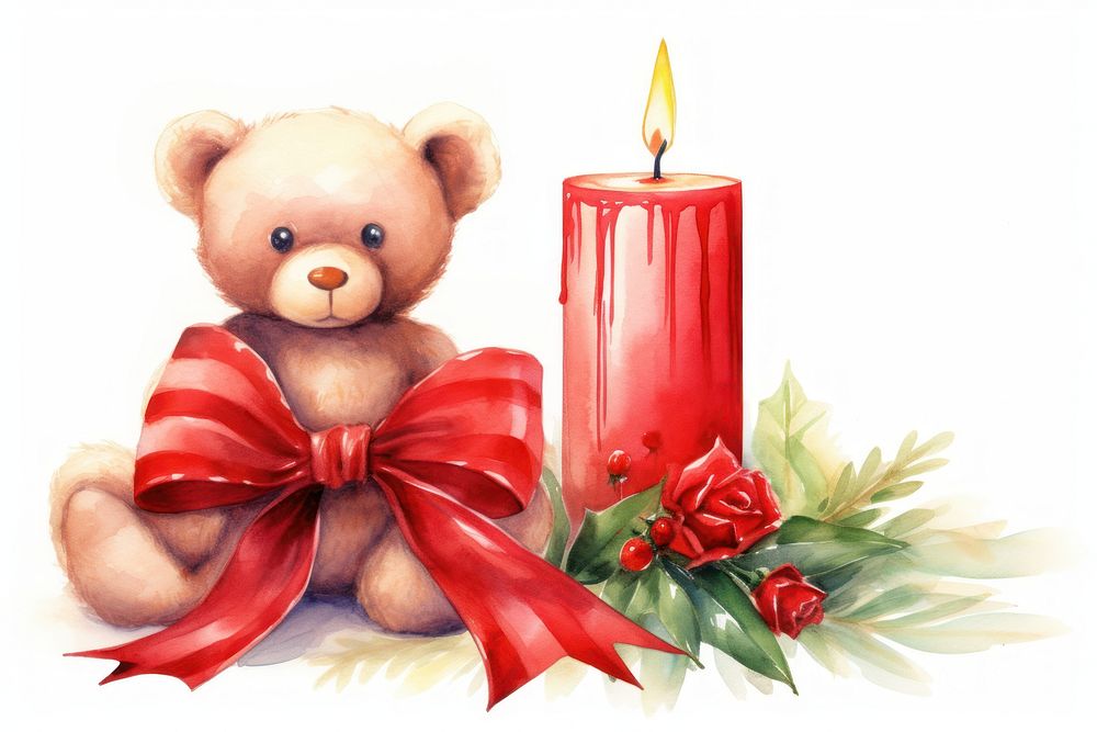 Christmas candle christmas ribbon flower. AI generated Image by rawpixel.