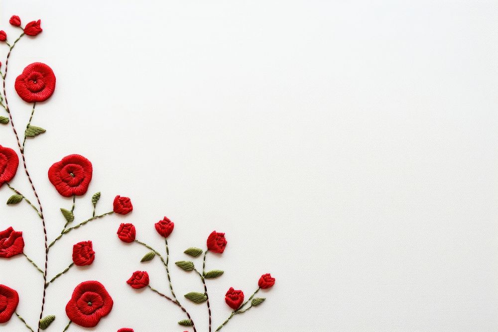 Little red roses pattern backgrounds embroidery. AI generated Image by rawpixel.