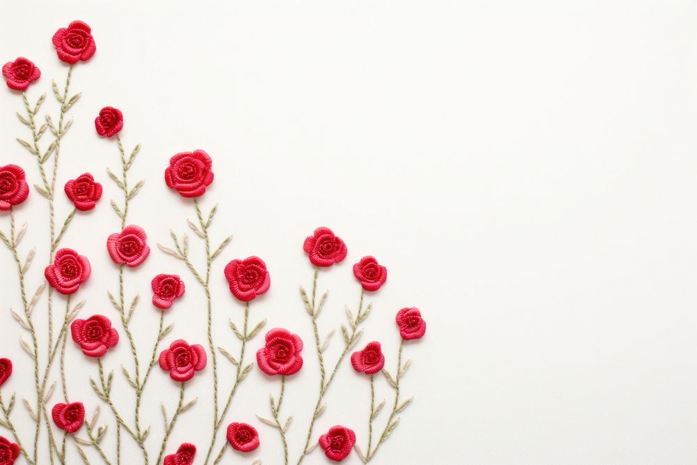 Little red roses garden pattern embroidery flower. AI generated Image by rawpixel.