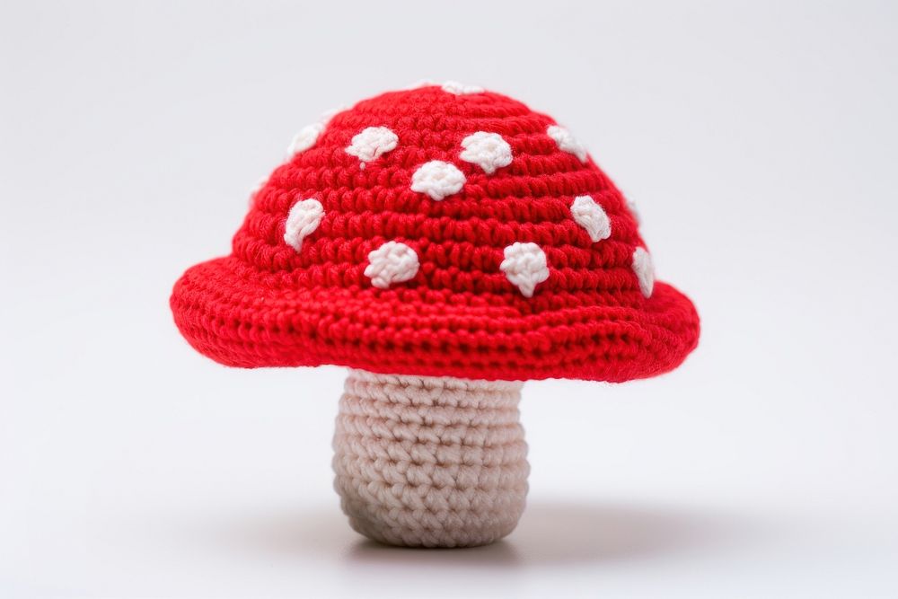 Mushroom crochet fungus agaric. AI generated Image by rawpixel.