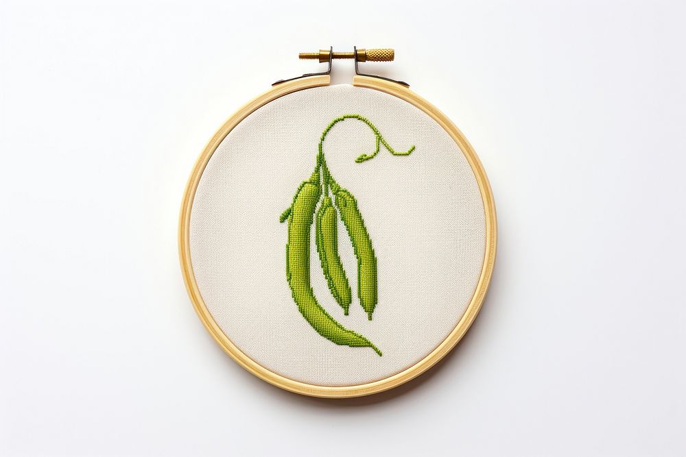 Green bean embroidery locket stitch. AI generated Image by rawpixel.
