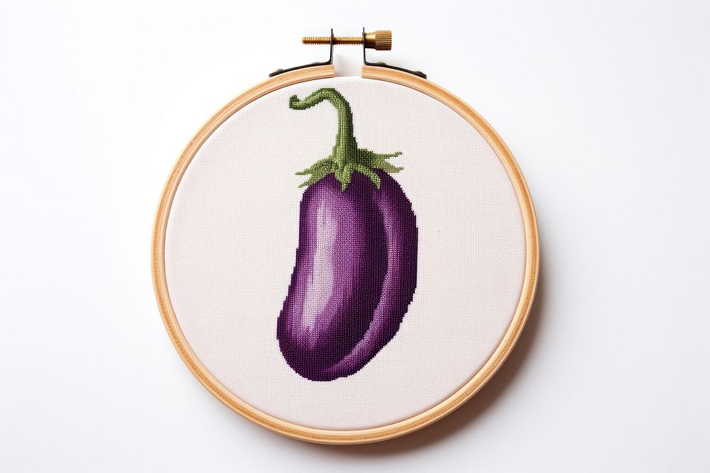 Eggplant embroidery vegetable food. AI generated Image by rawpixel.