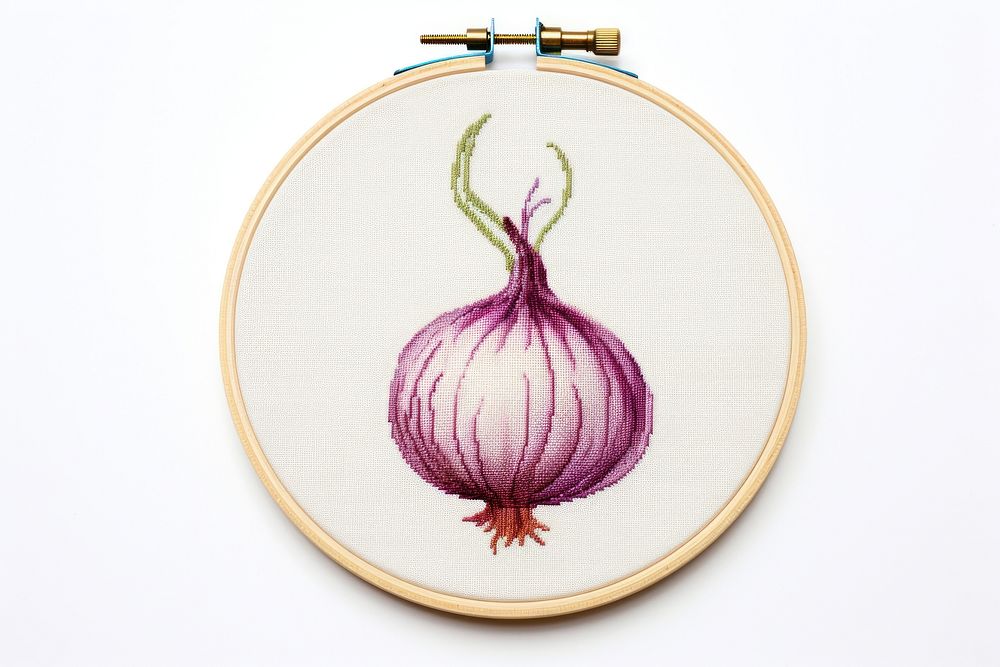 Onion embroidery stitch food. AI generated Image by rawpixel.