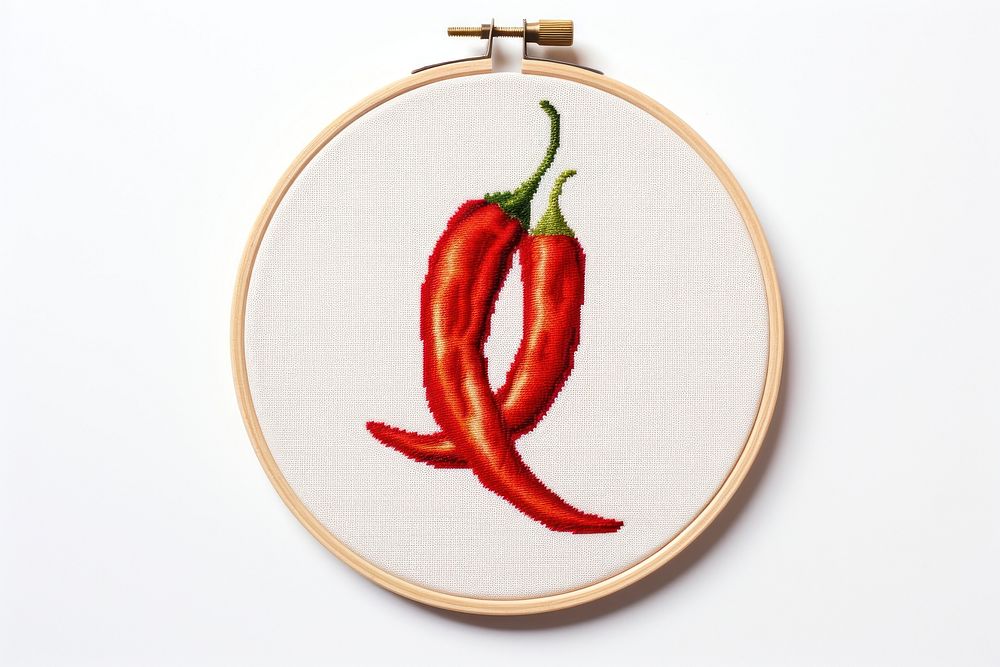 Pepper embroidery stitch white background. AI generated Image by rawpixel.