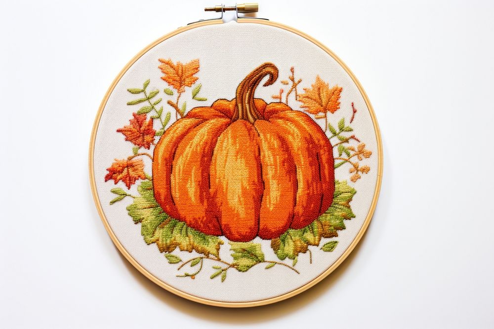 Pumpkin embroidery pattern stitch. 