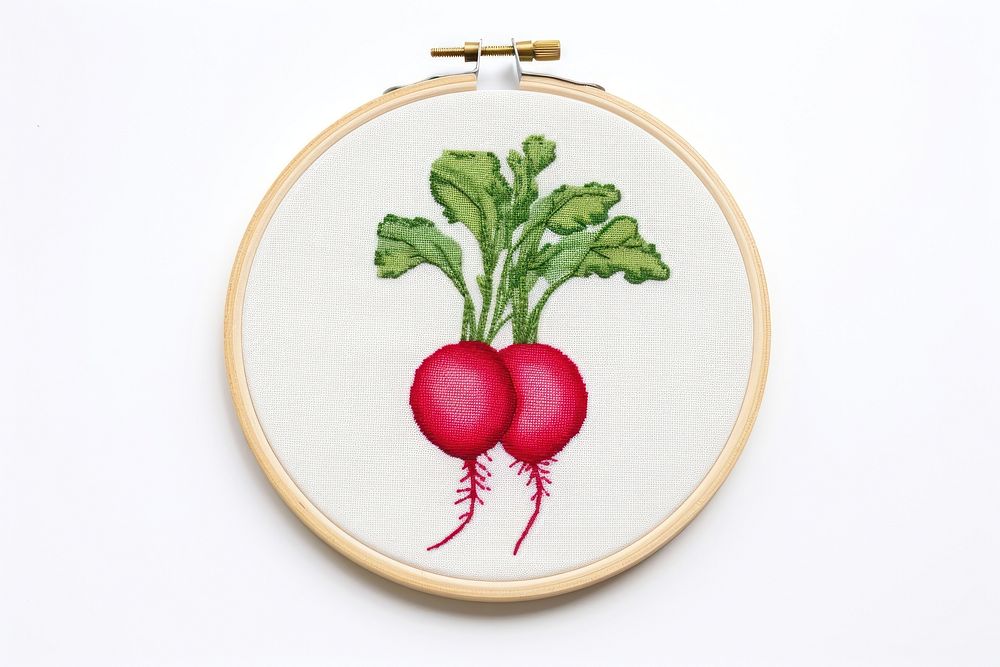 Radish embroidery vegetable plant. AI generated Image by rawpixel.