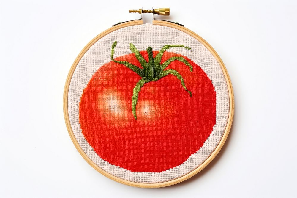 Tomato embroidery vegetable stitch. AI generated Image by rawpixel.